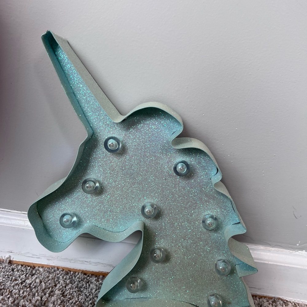 12" LIGHTED METAL UNICORN SCULPTURE TABLE OR WALL BATTERY OPERATED
